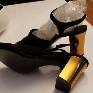 JIL SANDER back sandals with gold heel